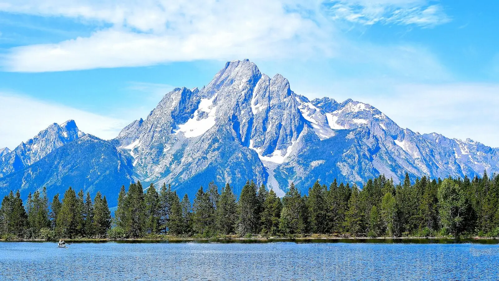 Mountain lake and pine forest in a US national park